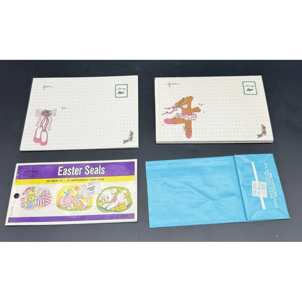 Vintage 1980s Ballerina Stationery Lot Postcards Fold Up Letters Stickers Pink